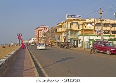 FEBRUARY 8, 2014, PURI, ORISSA, INDIA - Marine Drive Road In Puri