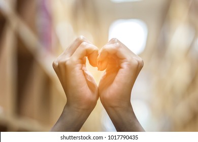 February -hand of love - month of love - the valentine's day-a symbol of love- hand make like heart - Shutterstock ID 1017790435