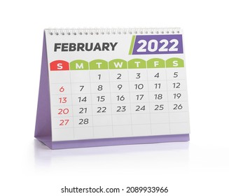 February White Office Calendar 2022 Isolated on White - Shutterstock ID 2089933966