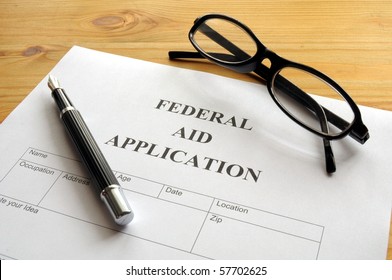 Federal Aid Application For Showing Social Security Concept