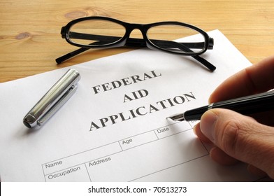 Federal Aid Application For Showing Social Security Concept