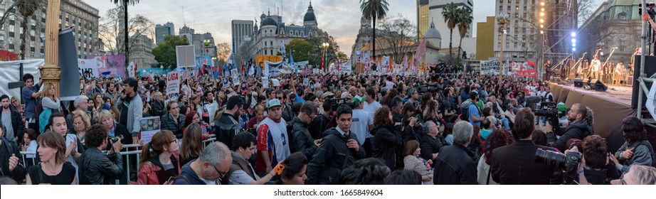 Federal Capital, Buenos Aires, Argentina - September 01, 2017: Panoramic Of The Mobilization Calling For Justice For The First Month Of Forced Disappearance Followed By Death Of Santiago Maldonado