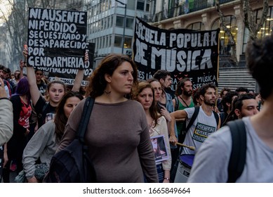 Federal Capital, Buenos Aires, Argentina - September 01, 2017: Mobilization Calling For Justice For The First Month Of Forced Disappearance Followed By Death Of Santiago Maldonado