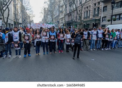 Federal Capital, Buenos Aires, Argentina - September 01, 2017: Mobilization Calling For Justice For The First Month Of Forced Disappearance Followed By Death Of Santiago Maldonado