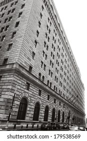 The Federal Reserve Bank Of New York From Liberty Street And Broadway.