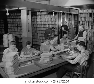 Federal Workers In The Patent Office File Room, Where Patents Are Kept On File For Public Use. Feb. 29, 1940.