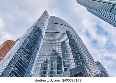 Federation skyscraper complex. Business district Moscow City, Moscow, Russia. Modern architecture, background.