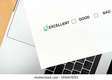 Feedback form with the correct answer and a green check mark in the "excellent" checkbox