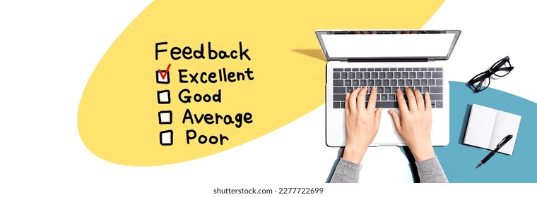 Feedback with person using a laptop computer