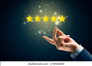 Feedback, review and increase rating concepts. Magic of high quality is easy as snap fingers. - Shutterstock ID 1739565695