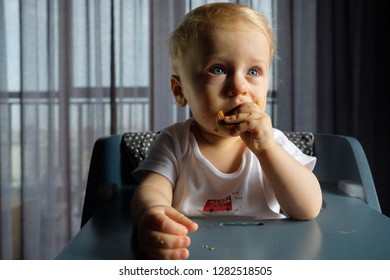 Feeding Baby Highchair Food Dirty Kid Stock Photo 1282518505 | Shutterstock