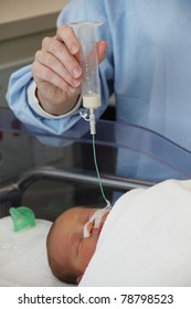 Feeding Tube Being Used By Premature Baby Twin