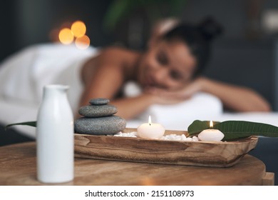 Feel All The Good Energy Surround You. Closeup Shot Of A Tranquil Spa Arrangement.