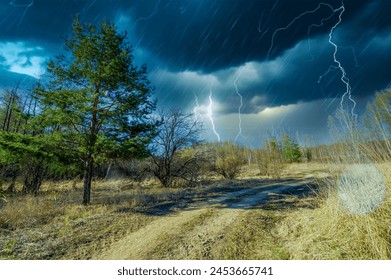 Feel the beauty and mystery of the forest edge in thunderclouds. Immerse yourself in the power and majesty of nature. Witness breathtaking views and stunning scenery in the midst of a storm. - Powered by Shutterstock