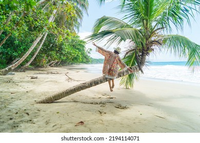 The feeling of freedom on the beach in a tropical paradise. Costa Rica, Caribbean coast. - Shutterstock ID 2194114071