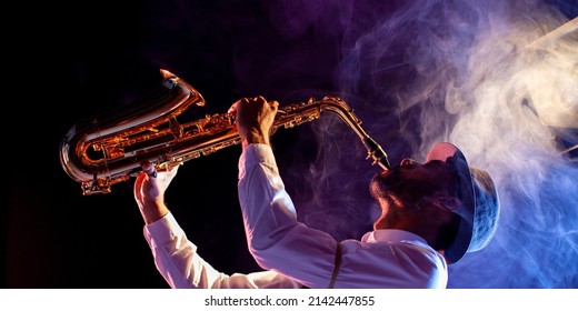 Feeling the music. Jazz musician. Saxophone.