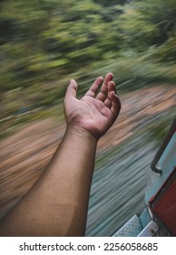 feeling the wind from a fast moving train