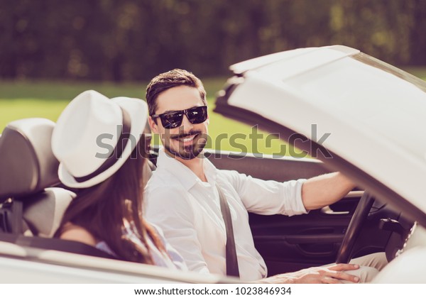 Feelings, married\
family, friendship, reach destination, escape, speed ride\
lifestyle. Carefree cheerful driver husband, lady wife are on their\
way to dreams and happiness, nice\
route