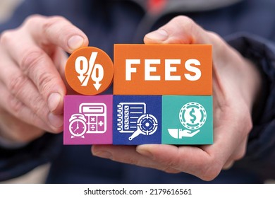 Fees business, finance, banking concept. No commission, zero commission, low payment percentage. No hidden fees. Commissions and taxes.