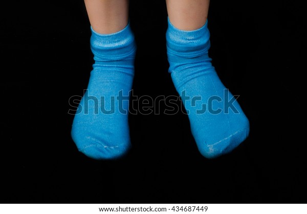 Feet Blue Socks Stock Photo Edit Now 434687449