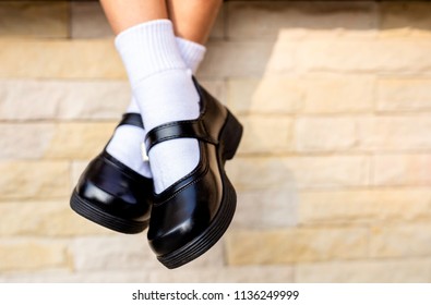 Feet Girl Wear Black Student Shoes Stock Photo 1136249999 | Shutterstock