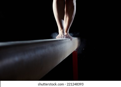 Feet Of Gymnast On Balance Beam 