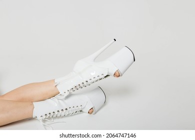 Feet in high-heeled shoes. Pole dance shoes. - Powered by Shutterstock