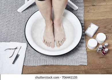 Feet Soak Before Pedicure In Water