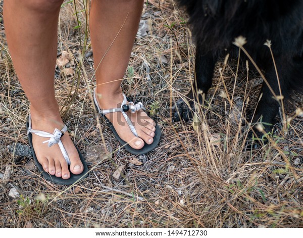 flip flops with dog paws