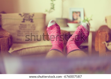 Feets with colorful socks