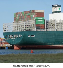 Felixstowe, Suffolk, U`K - 3 August 2021: The Evergreen Ever Given Docked At The Port. This Ship Is Notorious For Blocking The Suez Canal In March 2021.