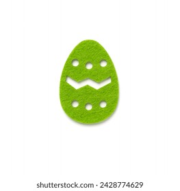Felt easter egg isolated on white, top view