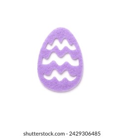 Felt easter egg isolated on white, top view