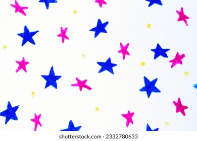 Felt pen doodle blue and pink star scribbles. Abstract texture drawn with felt-tip pen. colorful felt tip ink markers handwritten drawn lines. Sketch concept. Seamless pattern - Shutterstock ID 2332780633