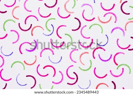 Felt pen doodle colored semicircle scribbles. Abstract texture drawn with felt-tip pen. Colorful felt tip ink markers handwritten drawn lines. Sketch concept. Seamless pattern
