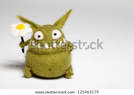 Felted Toy Mosters with Flower