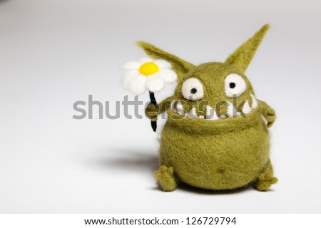 Felted Toy Mosters with Flower
