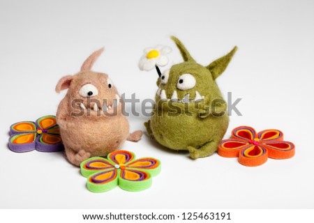 Felted Toy Mosters in Love