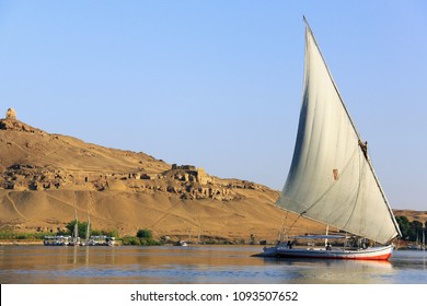 A Felucca Navigating The Nile