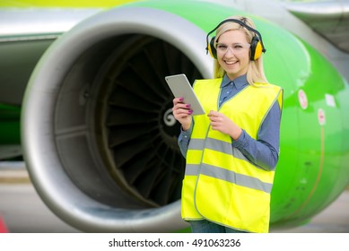 Female airport worker