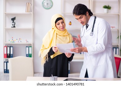 Female arab patient visiting male doctor  - Powered by Shutterstock