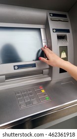 Female arms, ATM - entering pin, accept  - Shutterstock ID 462361918
