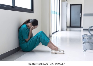 Female Asian Doctor Sitting On Hospital Stock Photo 2204424617 ...