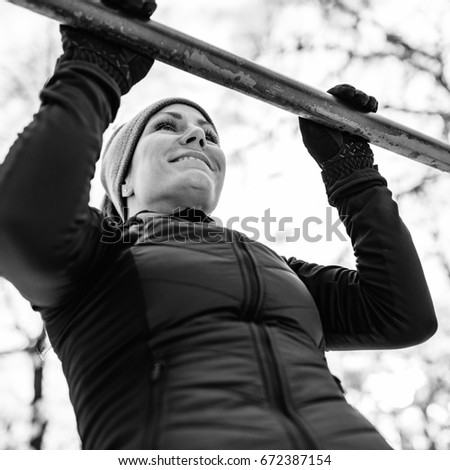 Similar – Image, Stock Photo Young man exercising outdoors in a forest