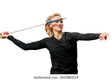 female athlete javelin throwing in athletics competition isolated on white background - Powered by Shutterstock