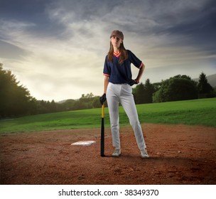 Female Baseball Player