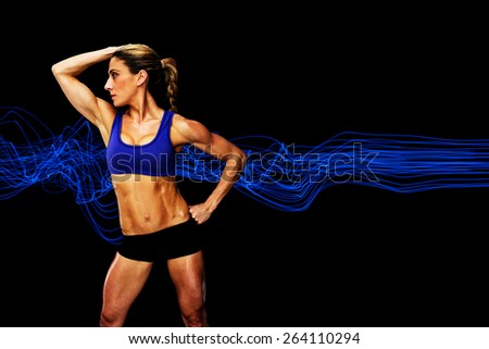 Similar – One young middle age athletic woman at crossfit training, exercising with trx suspension fitness straps over dark background, front view, looking up