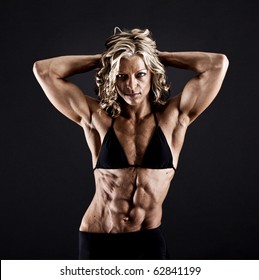 Female Bodybuilder With Solid Defined Abs