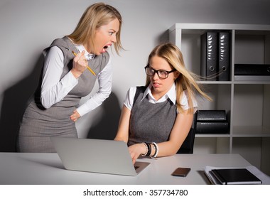 Female Boss About To Kill Her Employee With Pencil 