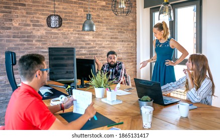 Female Boss Scolding An Employee In The Office